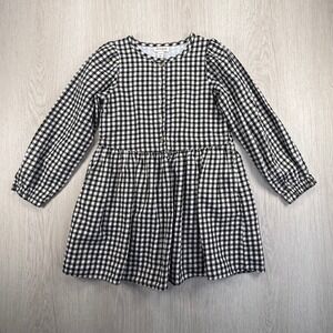 Cat & Jack Girls Black White Gingham Gold Metallic Dress Long Sleeve Size S 6/6X